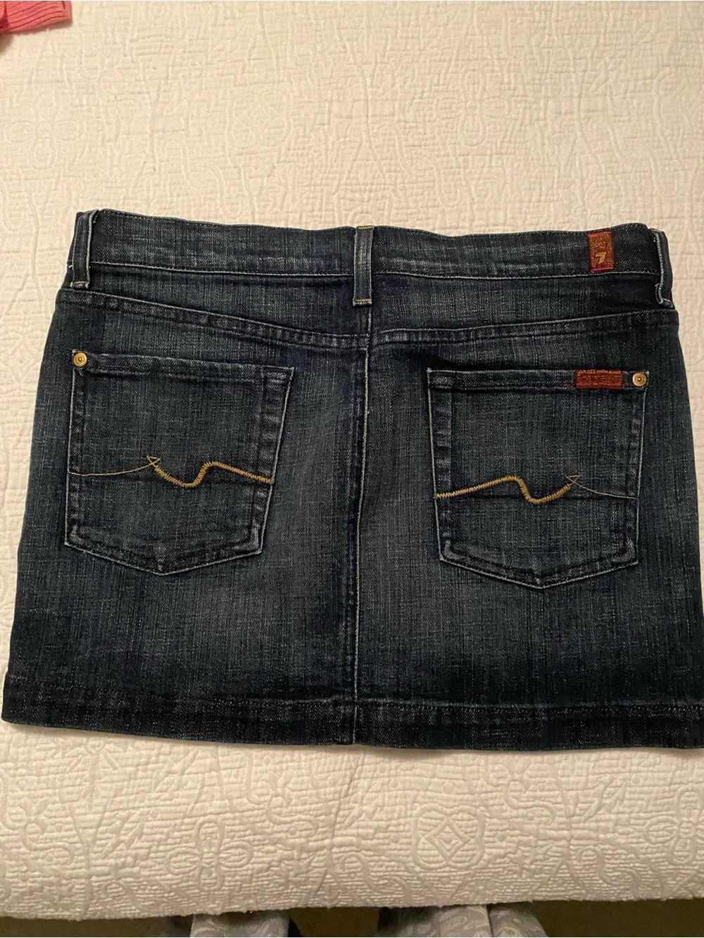 7 For All Mankind Dark Indigo Denim Mini Skirt